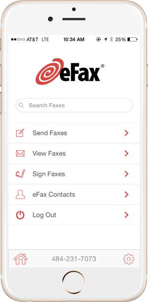 Log in to your eFax Account. Tap "Sign Faxes".