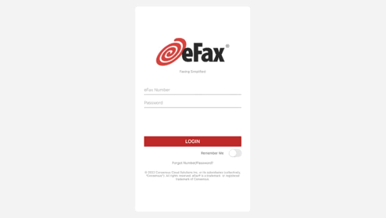 login to eFax account