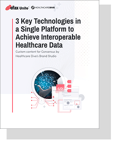 eFax Unite white paper illustrating how healthcare organizations can achieve data interoperability.