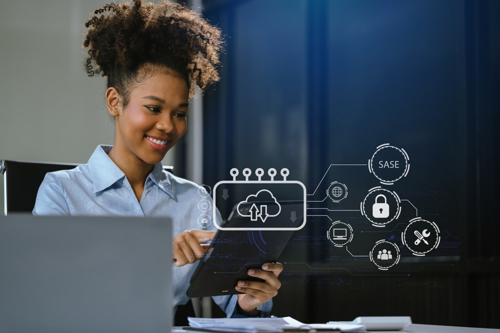 Hand,Touching,Secure,Access,Service,Edge,Icon,On,Smartphone,Virtual