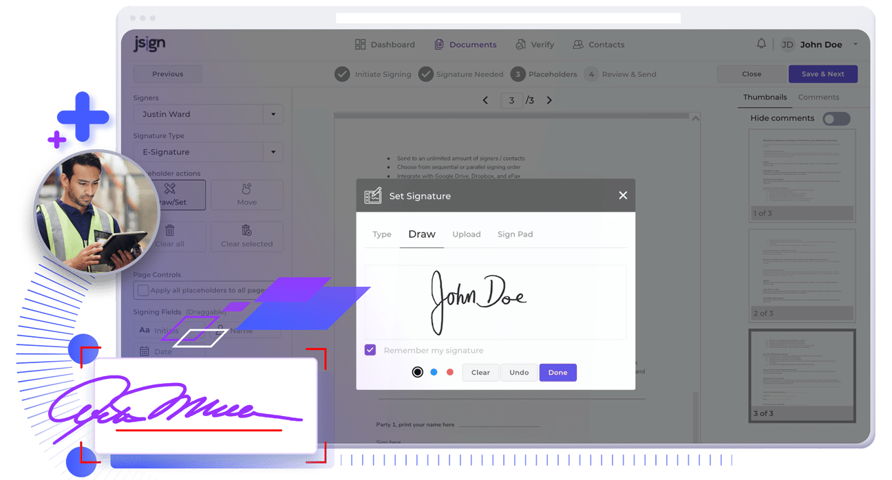 Graphic illustrating eFax Digital Signature for secure, compliant electronic document signing