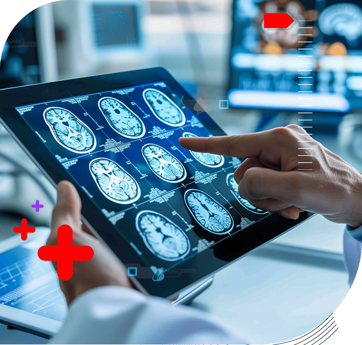 Healthcare professional viewing patient data securely sent through eFax Conductors encrypted cloud fax solution.