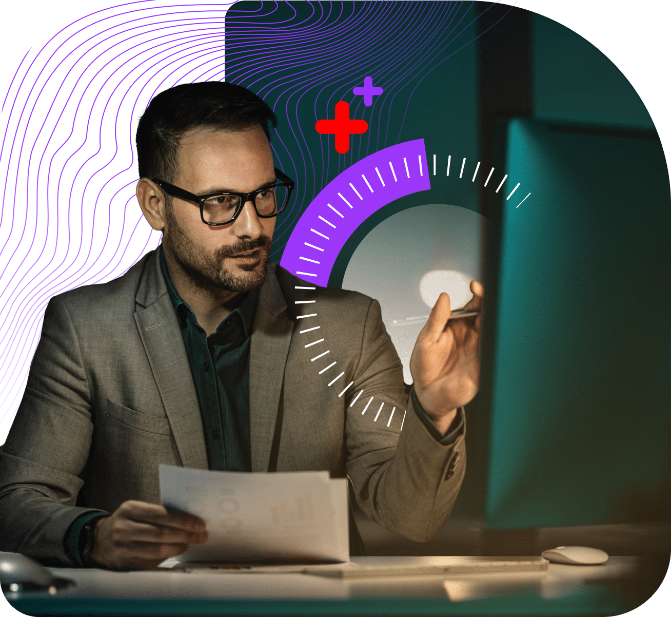 Healthcare professional using eFax® Clarity, an AI-powered solution converting unstructured faxes into structured data.
