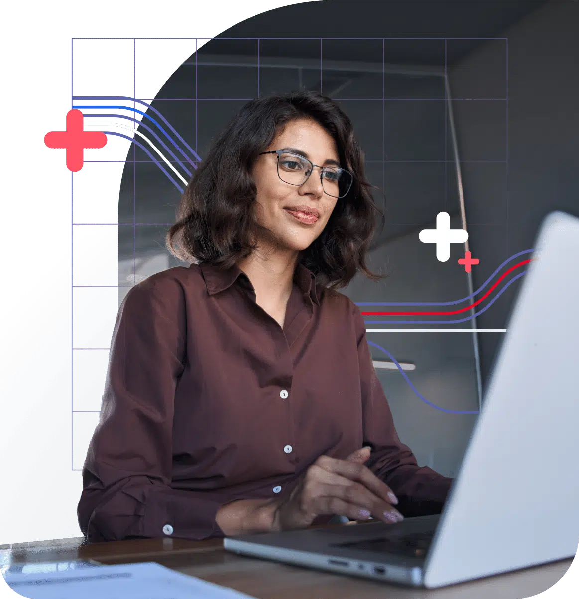 Business professional using eFax Corporate to securely send and receive online faxes with compliance for regulated industries.