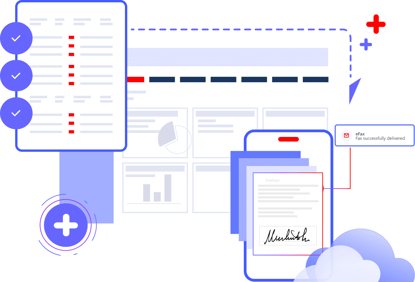 Fax document system integrations illustration