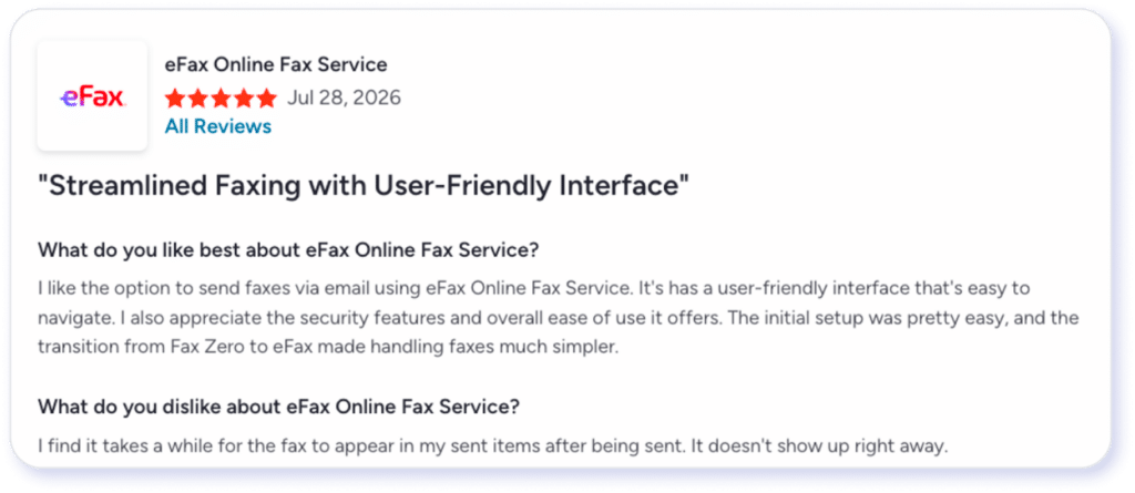 eFax customer review