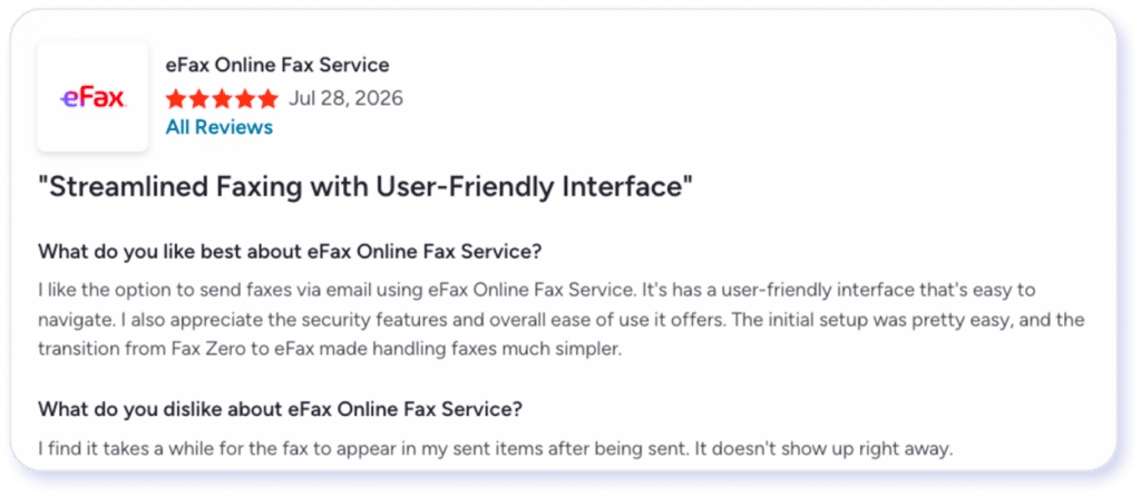 Screenshot of eFax Online Fax review