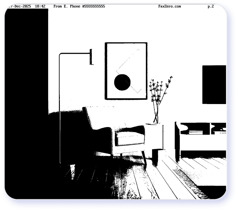 Screenshot of FaxZero sent fax interior home image