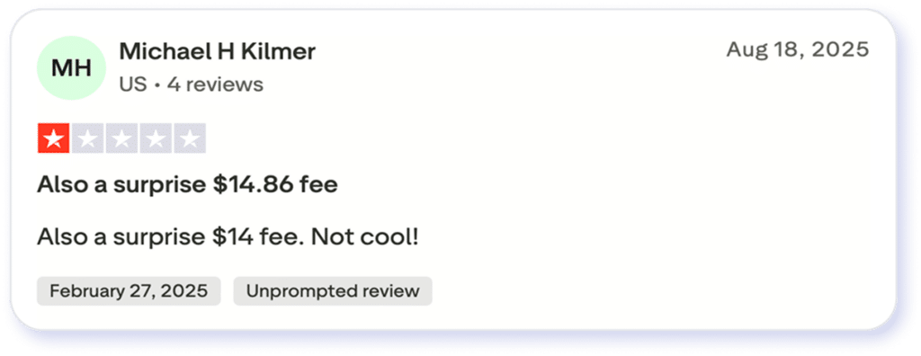 Screenshot of FaxZero TrustPilot review