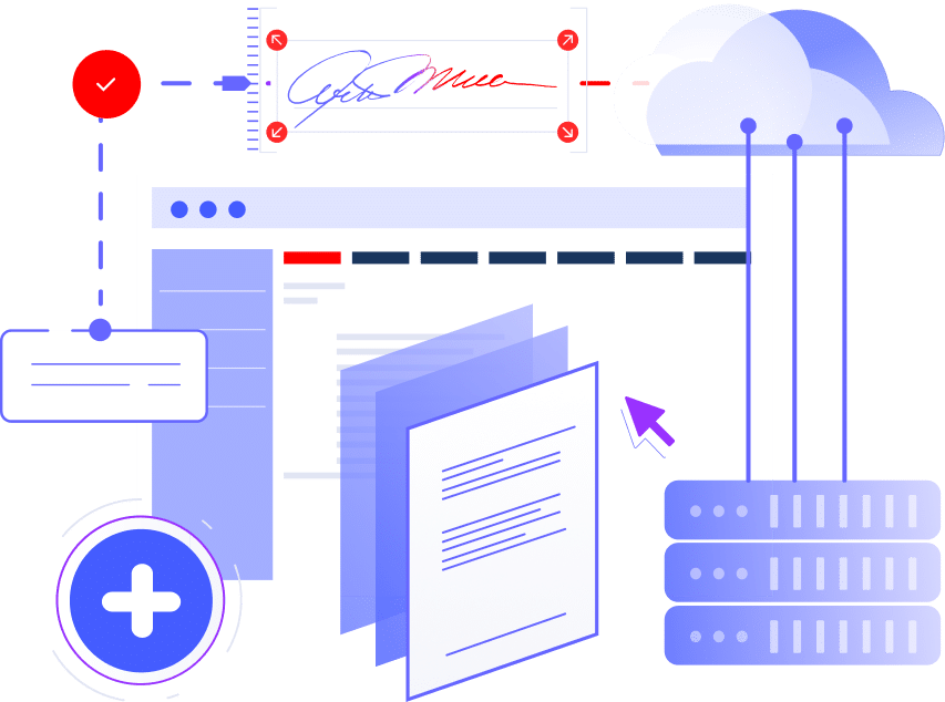Digital graphic illustrating cloud fax cloud integrations