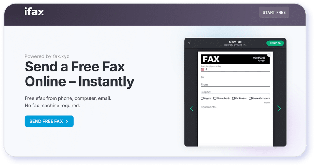 ifax screenshot of signup