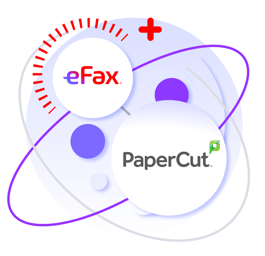 Illustration of the integration of PaperCut with eFax.